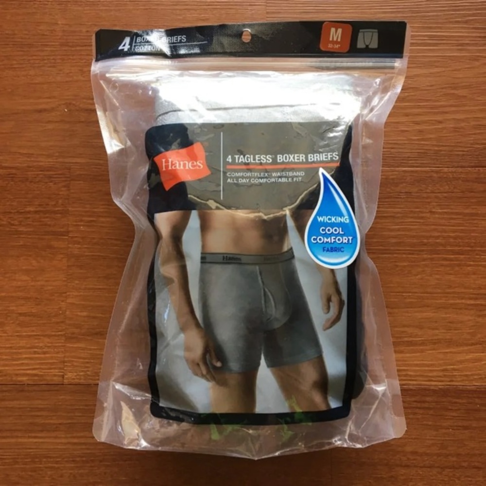 NWT Hanes Men's Cotton Tagless M Boxer Briefs